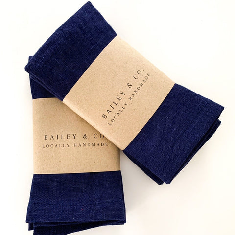 Napkins Pure linen and cotton Napkins Bailey & Co Navy Blue 