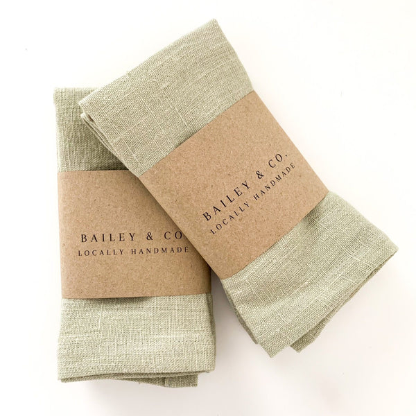 Napkins Pure linen and cotton Napkins Bailey & Co Pale Green 