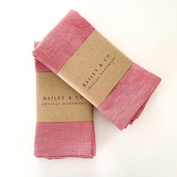 Napkins Pure linen and cotton Napkins Bailey & Co Pink 