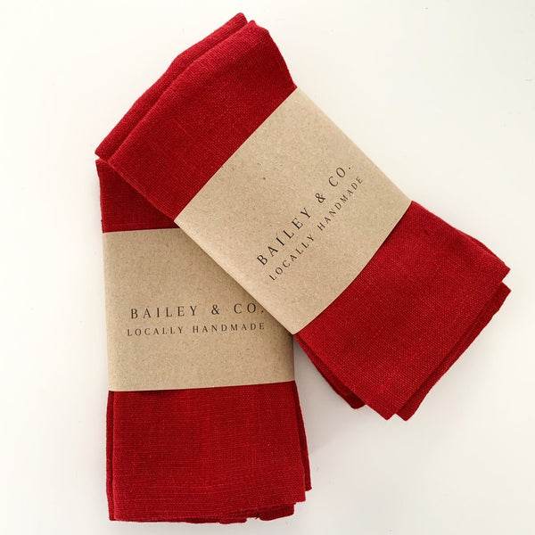 Napkins Pure linen and cotton Napkins Bailey & Co Red 